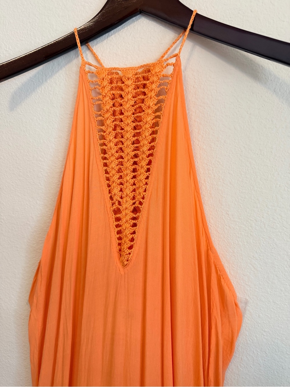 Acacia swimwear floorlength semi-sheer halter dress with crochet detail, size S - Picture 6 of 11